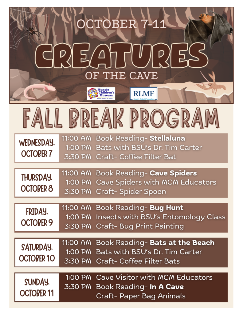 Fall Break Program: Creatures of the Cave @ Muncie Children's Museum